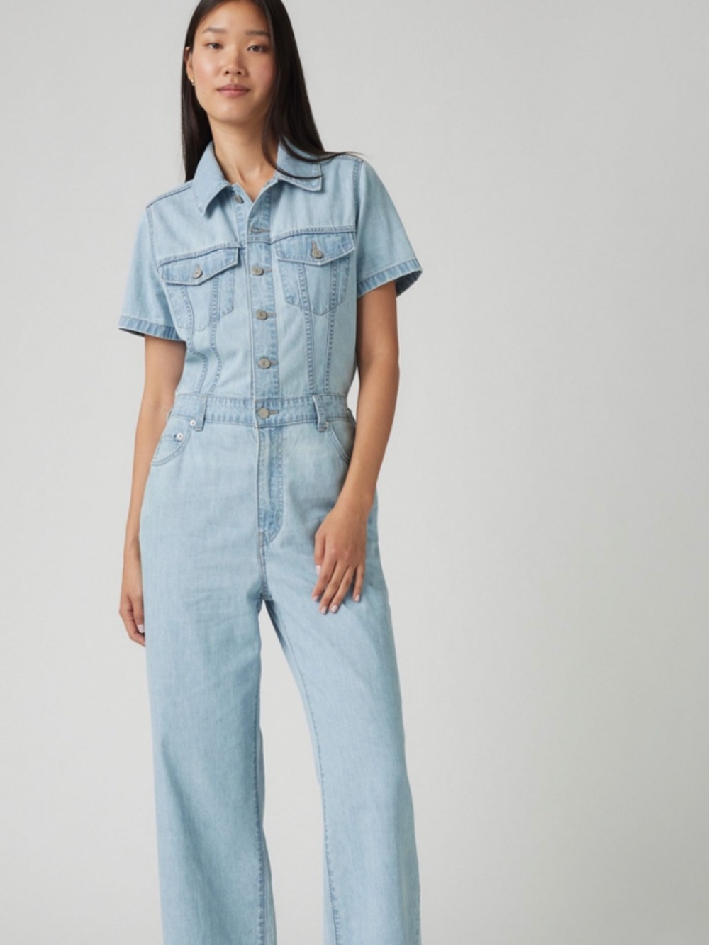 NWT Levi's Women's Type III Jumpsuit Forgotten Dream Medium Wash Size Small